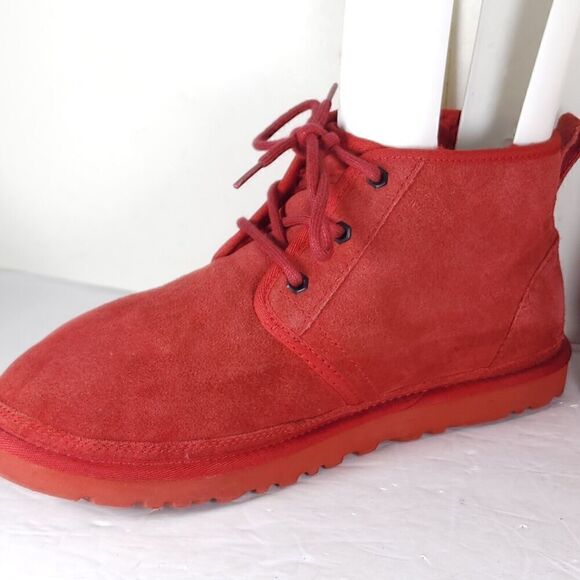 UGG Men's Neumel US 10 Red Suede Sheepskin Lined Ankle Chukka Boots Shoes - Picture 9 of 15